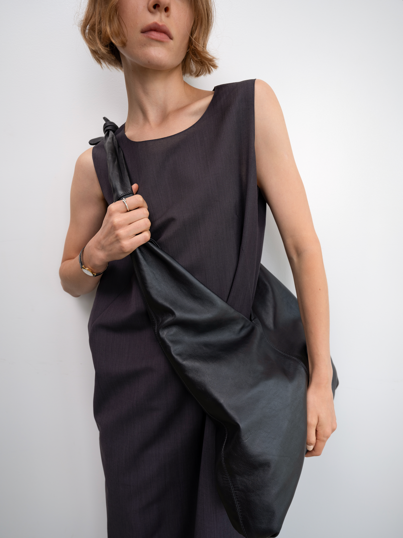 LARGE BLACK LEATHER BAG - IDALIA PILAR CAVIAR CROSSBODY