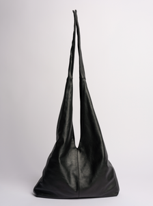 LARGE BLACK LEATHER BAG - IDALIA PILAR CAVIAR ARMS 