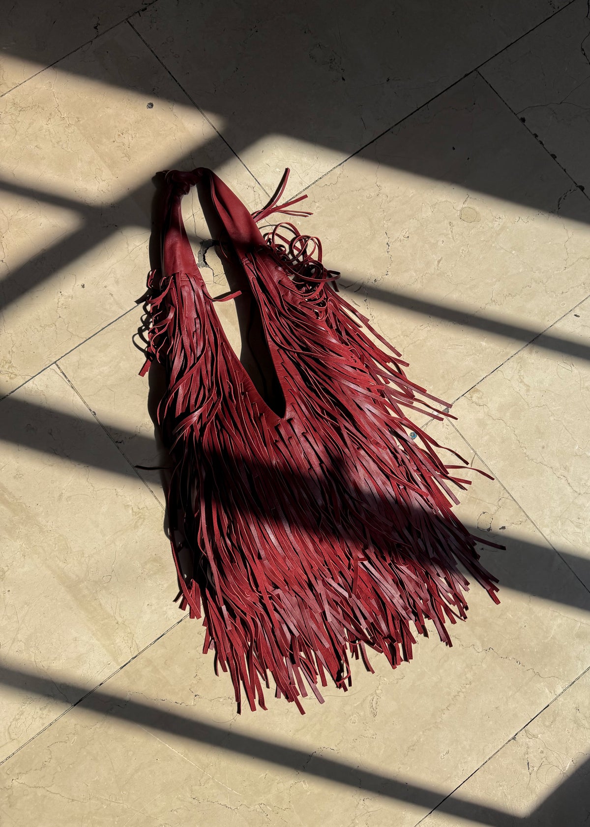 Sofia Fringe Bag in Red Jasper - Medium